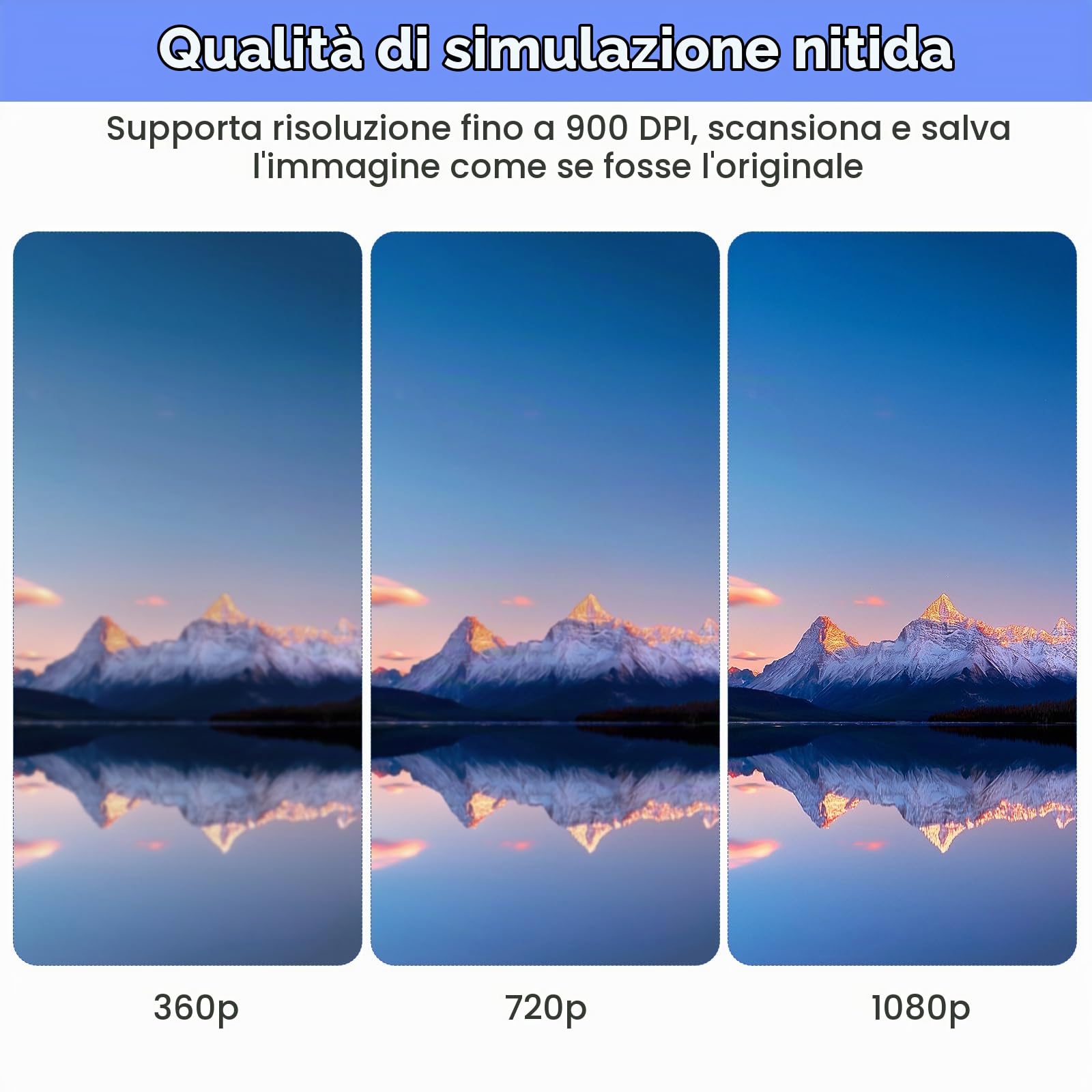 Scanner Per Documenti Portatile, 900 Dpi, Scanner di Immagini USB A4 a Colori, Scanner Portatile Per Foto, Scansione Pratica (Micro Bisogno di Schede SD/TF) (Blu)