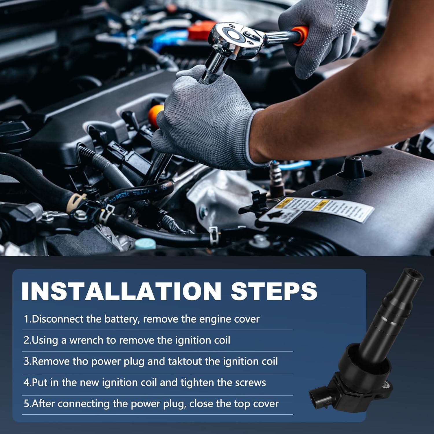 OTO-K Ignition Coil Pack and Iridium Spark Plugs Compatible with Hyundai Veloster 2012-2017/Accent 2012-2019,Kia Rio 2012-2020/Soul 2012-2019,L4 1.6L,Spark Plugs Coil Packs Replaces# UF652 & 93815