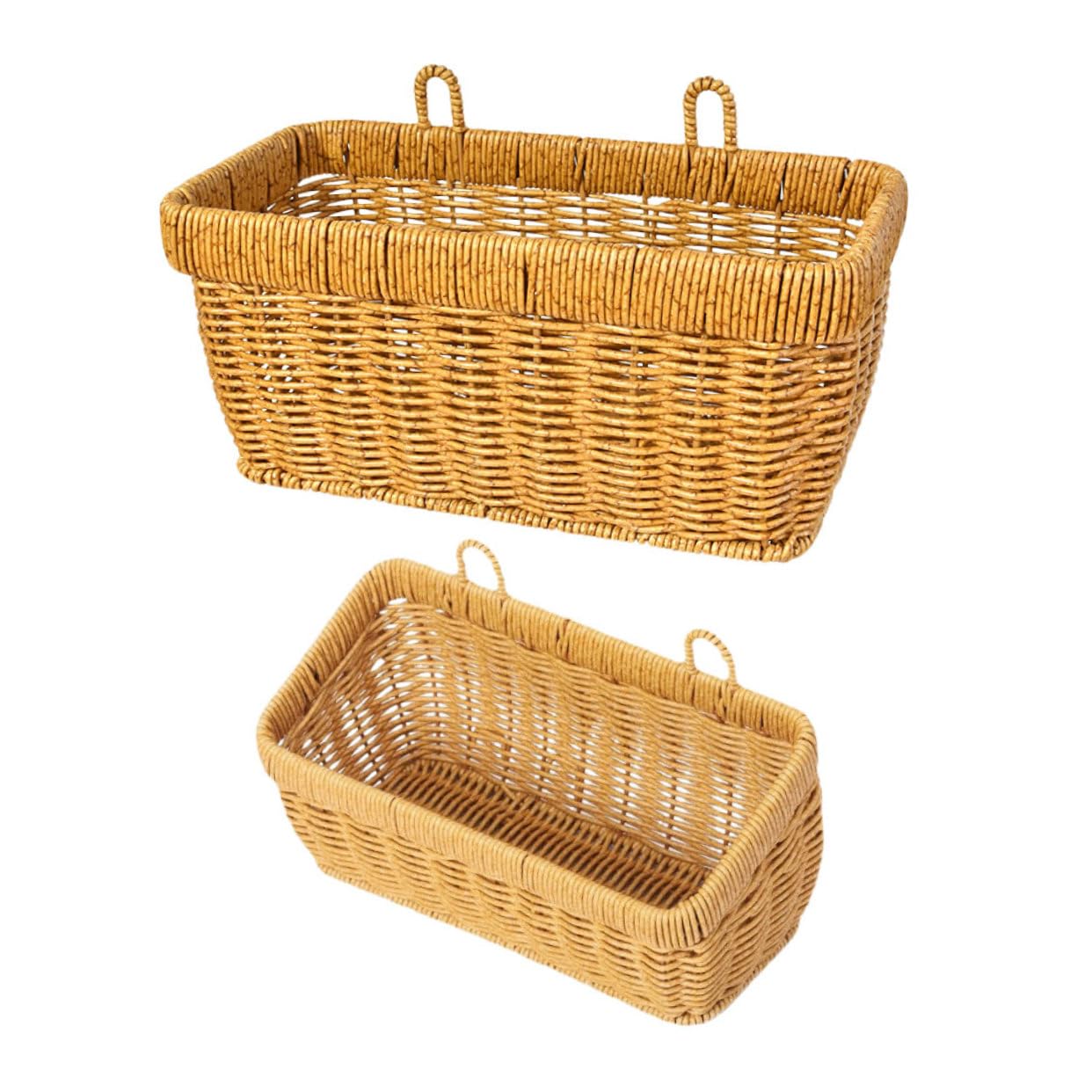 Cabilock 2pcs Elegant Faux Rattan Woven Baskets for Kitchen Multi Purpose Storage for Garlic Ginger Eggs Fruits Space Saving Organizer