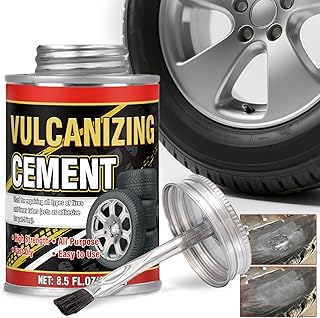 Chemical Vulcanizing Cement 8.5 Oz, All Purpose Tire Repair Glue, Fast-Drying Rubber Cement Glue with Brush, Tire Glues Sidewall, Waterproof Bead Sealer for Tires for Car, Motorcycle, Bike