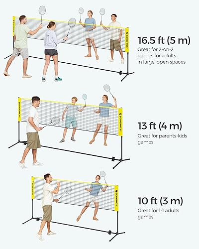 Miniatura 8 de SONGMICS - Red de bádminton ajustable en altura, red de voleibol, red de pickleball para tenis junior, niños, cancha interior y exterior, red