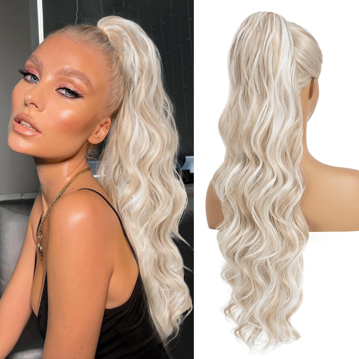 Amazon.com : YUMOREAL Wavy Drawstring Ponytail Extensions  display picture 1