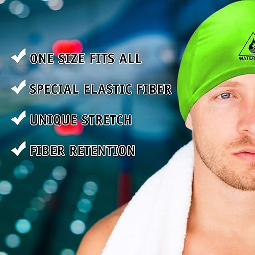 Vista 35 de Water Gear Synthetic Fiber Swim Cap - Comfortable and Durable Swimming Cap - Keeps Short or Long Hair Dry marino