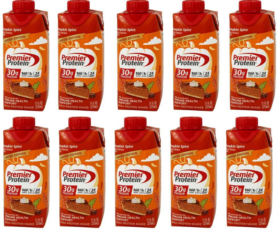 Niro Assortment | Premier Protein Pumpkin Spice Shake | 10 Pack | Bundle includes Niro Beverage Sleeve