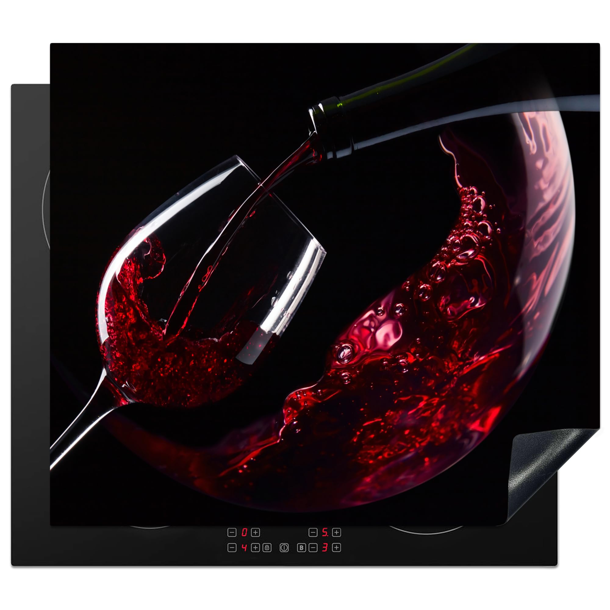 KitchenYeah© Cubre Vitrocerámica - Protector Vitroceramica Induccion 60x52 cm - Tapa Vitroceramica - Protector de Vitroceramica Vino - Copa - Tinto - Bebida - Negro