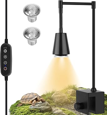 Reptile Heat Lamps, UVA/UVB Turtle Heat Lamp,Turtle Aquarium Light Bulbs, Heating Lamps with Cycle Timer, 360 Rotatable Heat Lamp for Lizard Turtle Snake Aquarium Aquatic Plants,2 Heat Bulbs