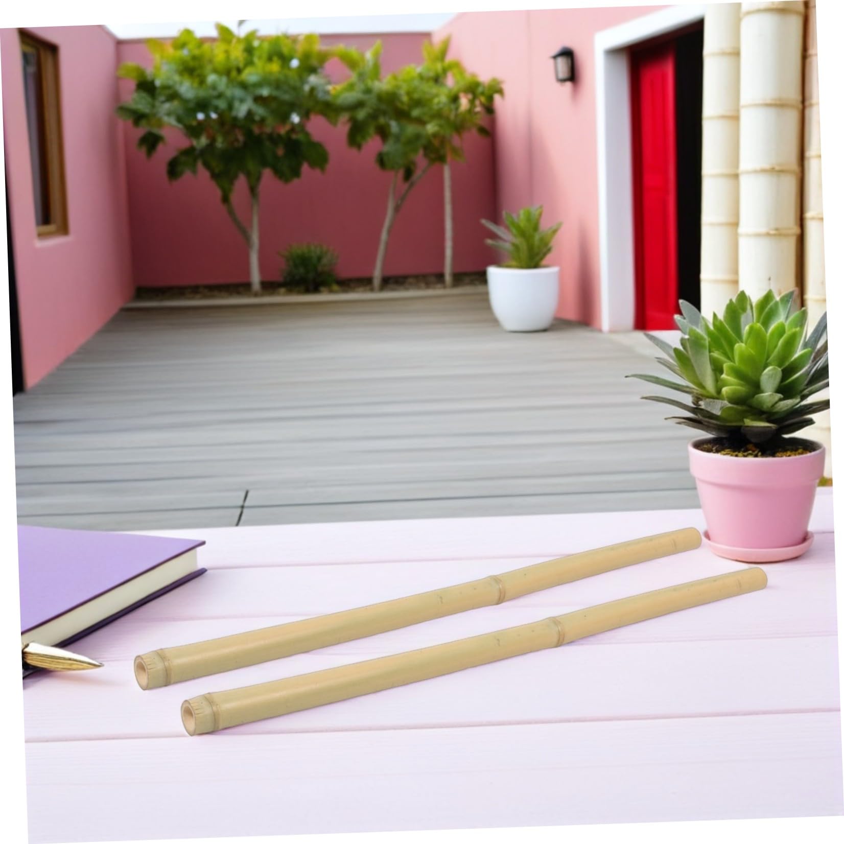 Hemobllo Natürliche Bambusstäbe aus Bambus 10 Stück 50cm lang Dekorative Runde Pflanzstäbe als Rankhilfe und Gartenzaunpfähle Gartenzubehör für Kletterpflanzen und Bonsai