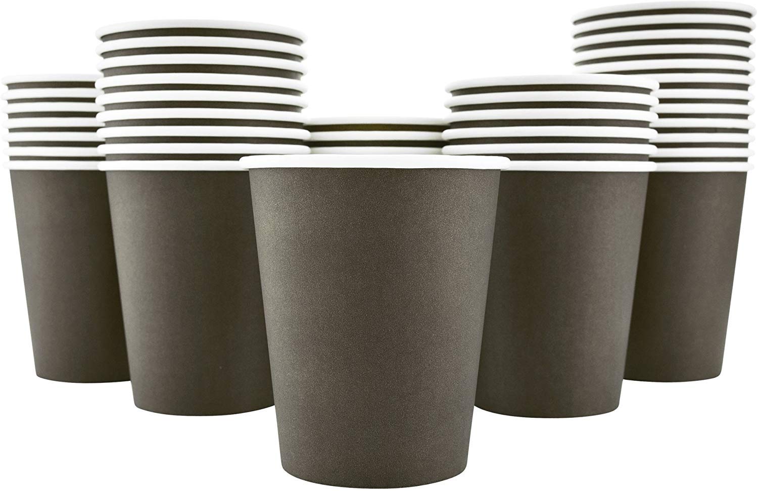 Pack 8 Oz [12, 16] Disposable Hot Paper Coffee Cups Mocha Brown (Cups Only