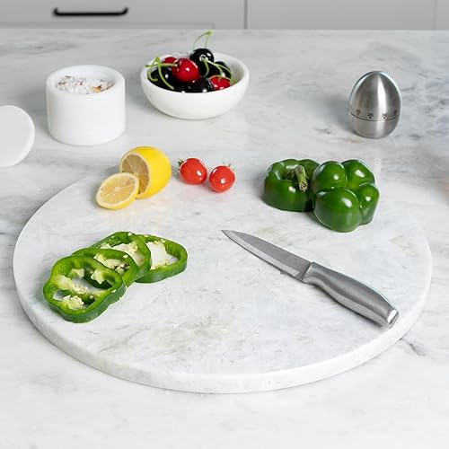 Miniatura 7 de Koville Lighe - Tabla de cortar de piedra de mármol gris, masa antiadherente y tablas de cortar para encimera de cocina, tabla de queso de mármol de