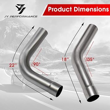 2.25 Inch T304 Stainless Steel Exhaust Pipe Kit, 2 1/4'' OD, 16PCS