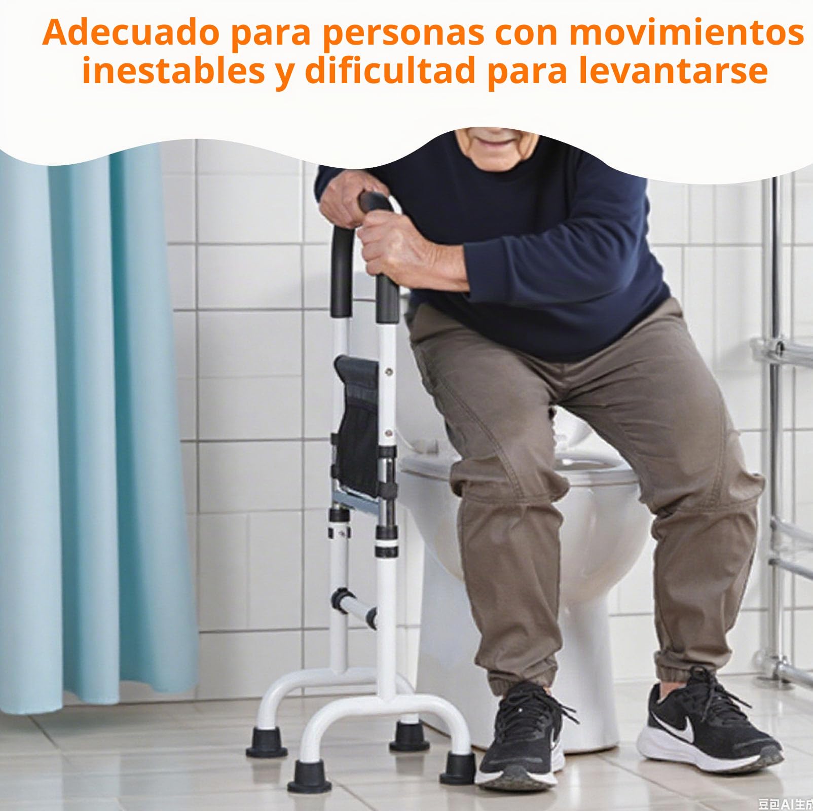 Ayuda Levantarse para Personas Mayores, Soporte Caminar Altura Ajustable 78-93cm, Andador con Pies Antideslizantes, Ayuda Movilidad para Cama, Sofá, Hogar, Inodoro (136KG Capacidad)