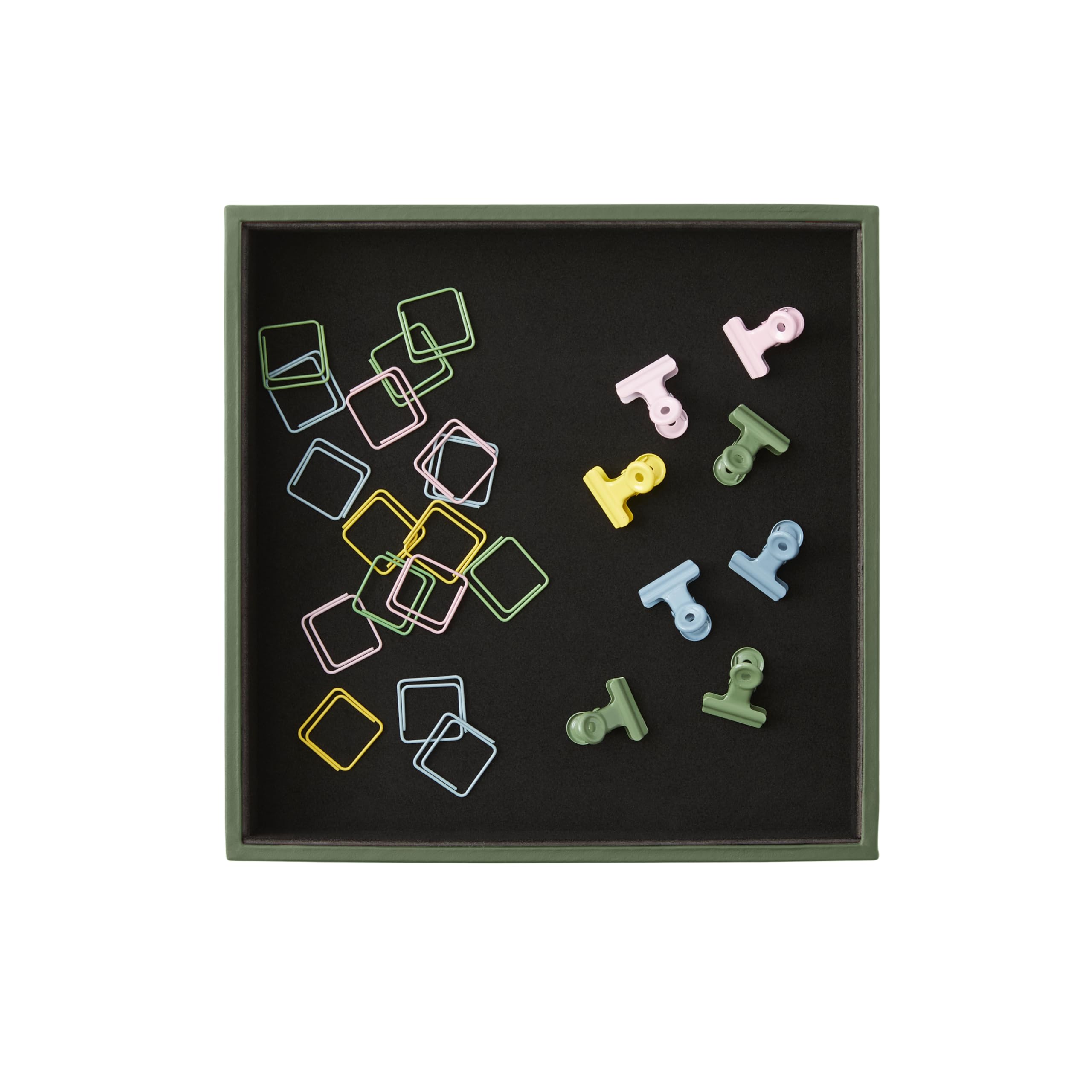 Eglooh - Minerva Large - Svuotatasche Design Moderno in Cuoio Verde - Organizer da Scrivania, Vassoio per Chiavi, Monete, Gioielli, Smartphone - cm 21,5 x 21,5 - Made in Italy