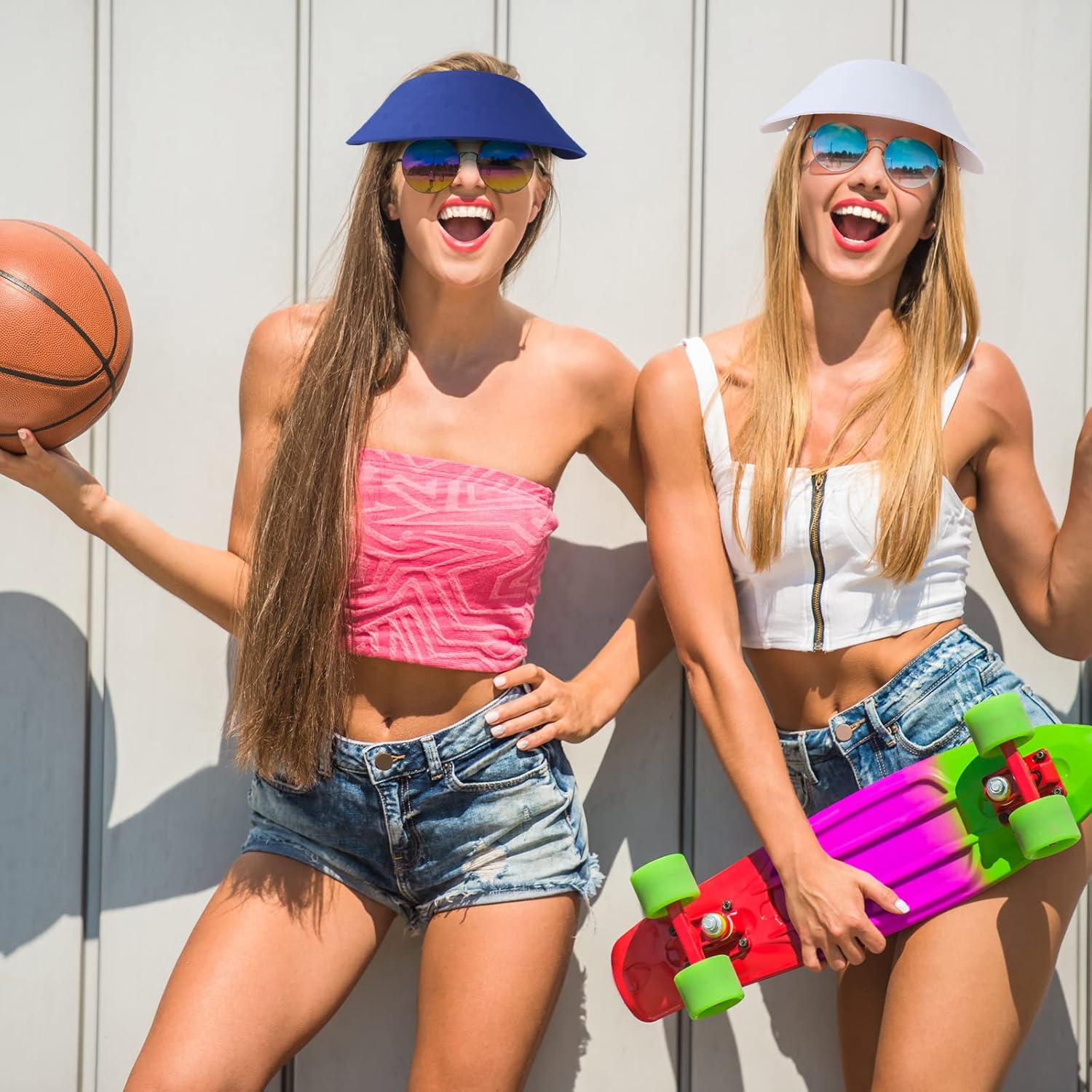 Vabean 3 Pcs Sun Visors for Women Solid String Sun Hat Fabric Foam Adjustable Soft Womens Golf Tennis Visor - Image 5