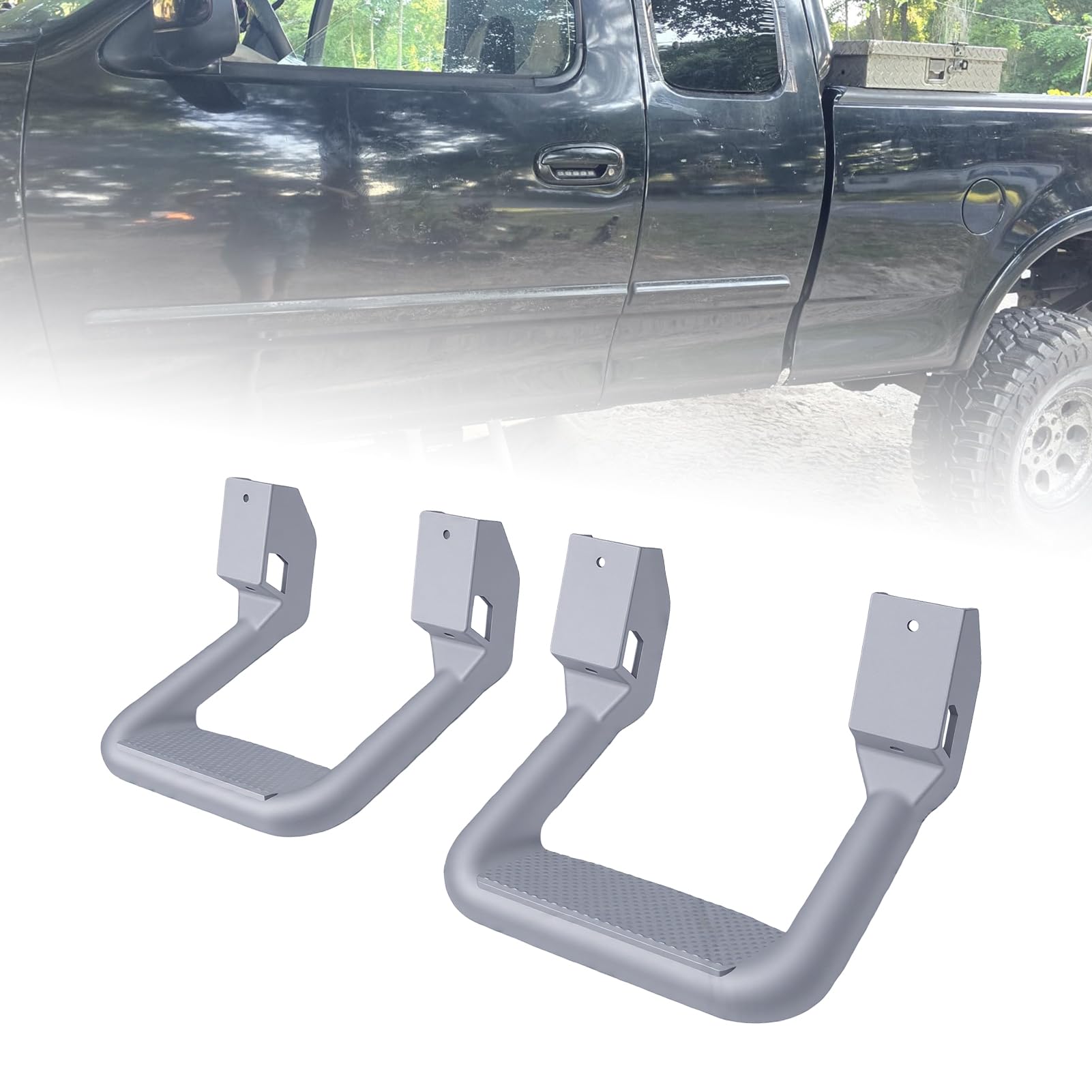 Aramox Zestaw 2 Sztuk Srebrnych Aluminiowych Stopni Bocznych do Pojazdów Ciężarowych SUV