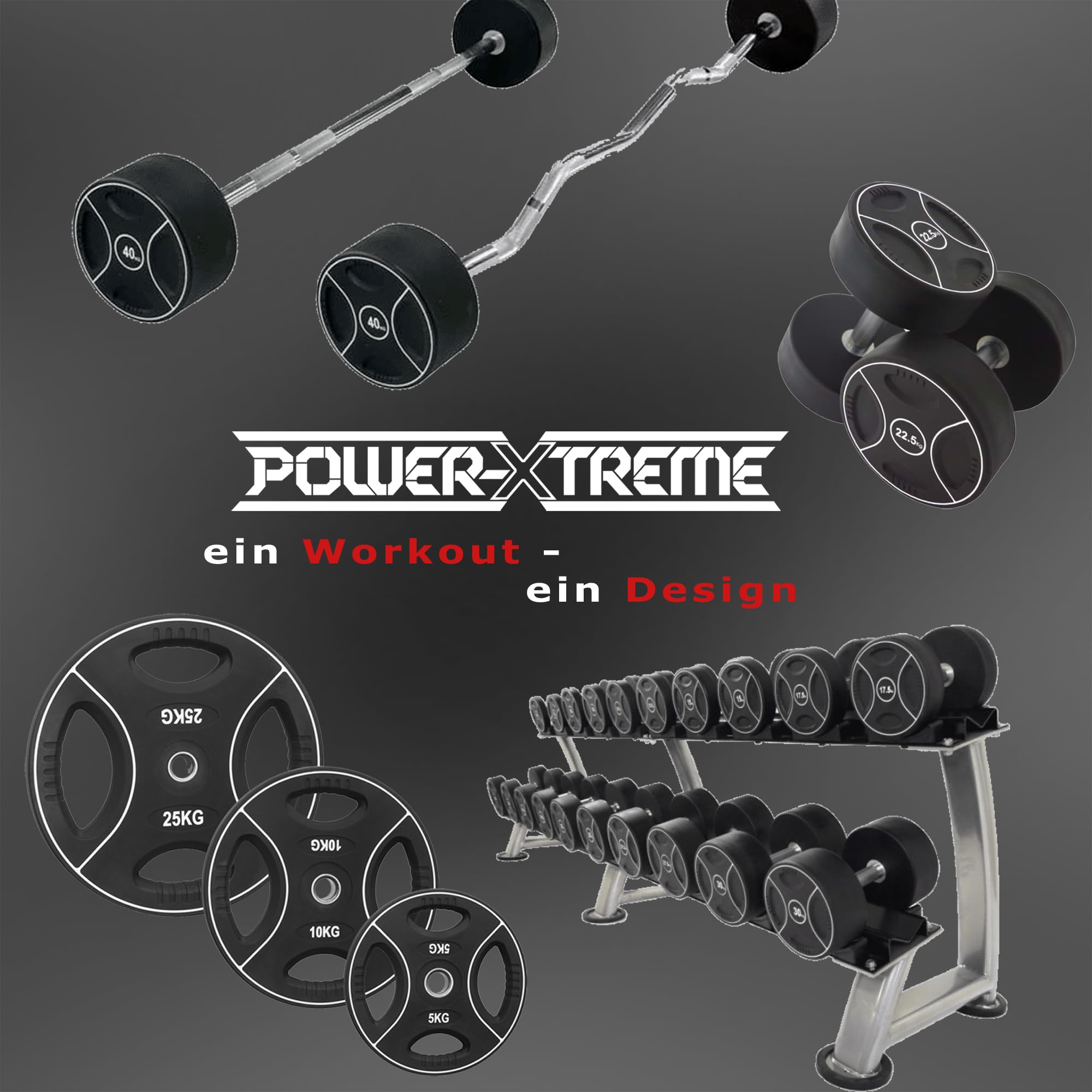 Hantelscheibe | Gewichtsscheibe | 30mm / 31mm | Polyurethan | mit Griffen | Geruchsneutral | Studioqualität | 1,25kg | 2,5kg | 5kg | 10kg | 15kg | 20kg | 25kg