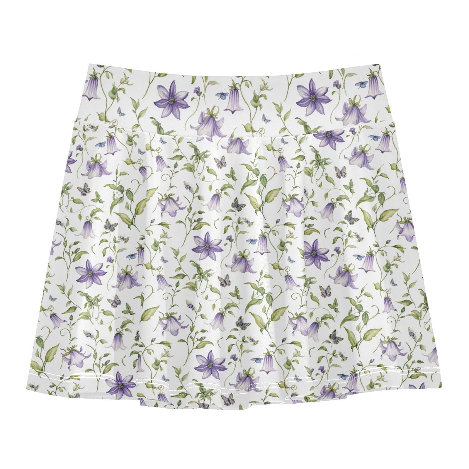 Bellflower White Flowy Girls Tennis Skirts with Built in Shorts Cheer Skirt Kids with Pockets Performance Skorts