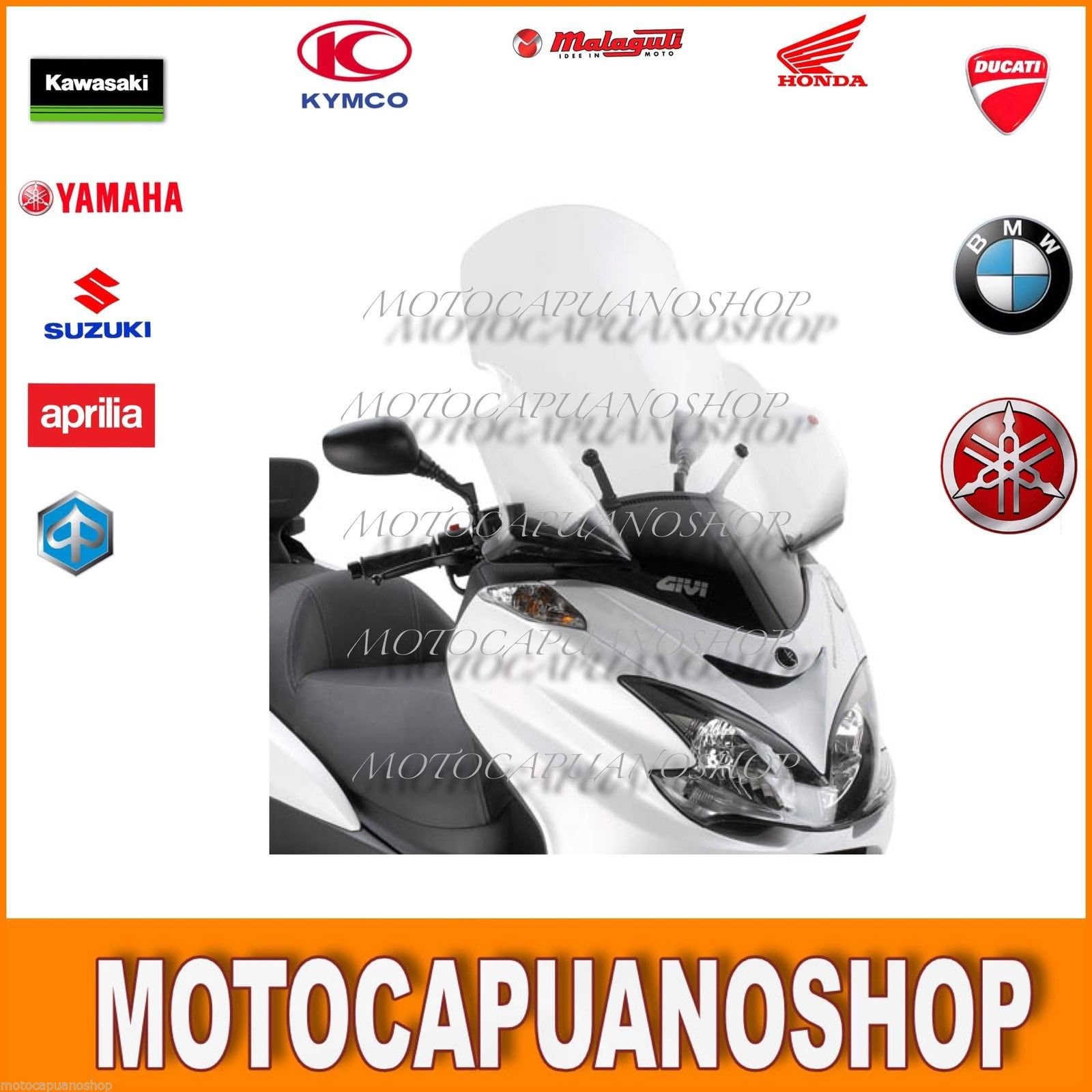 High Windscreen Transparent GIVI 445dt Attacks Yamaha Majesty 400 2011 2012