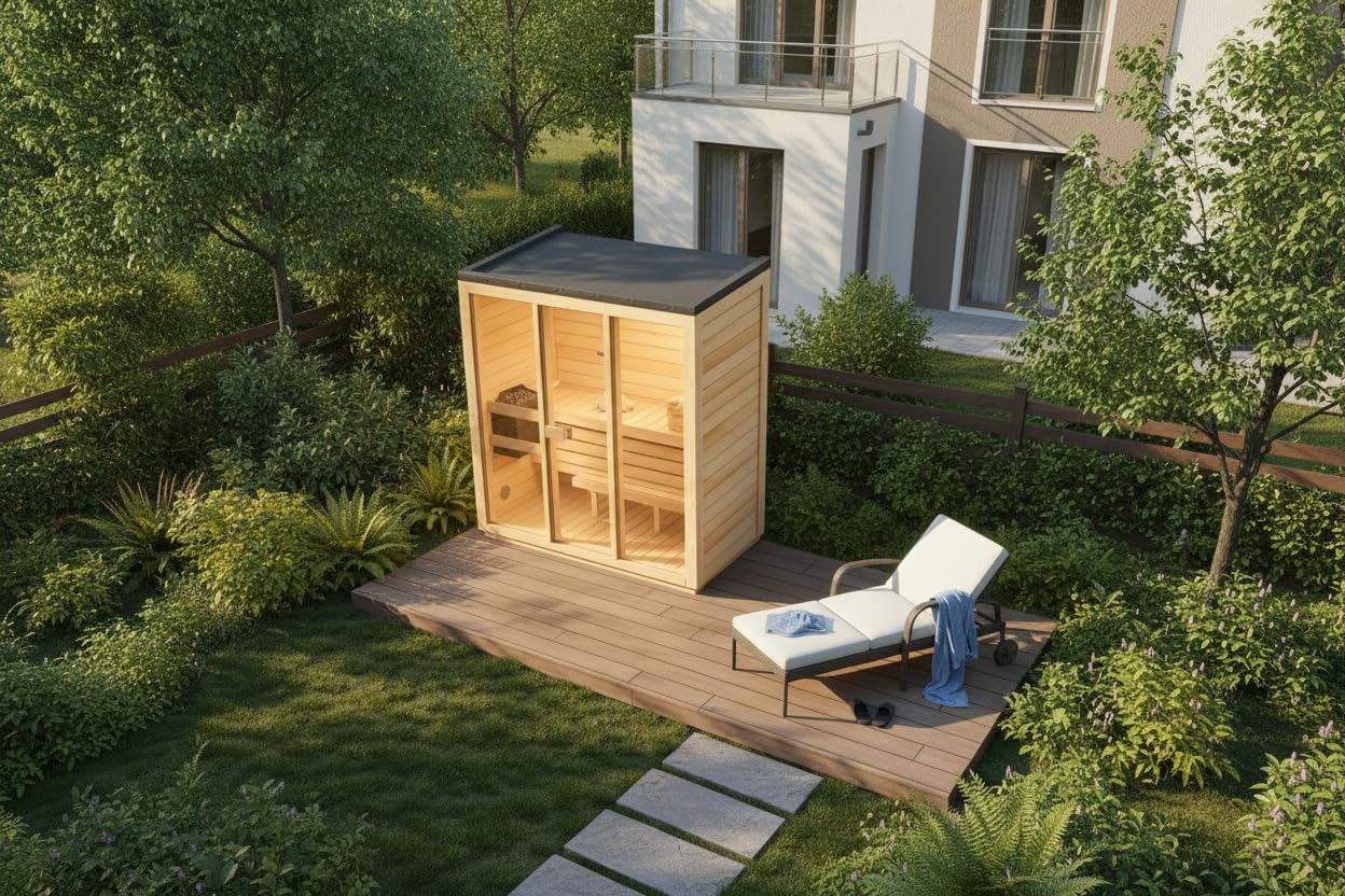 Gartensauna Kuuma M 199x111cm in Naturbelassen für bis zu 3 Pers.