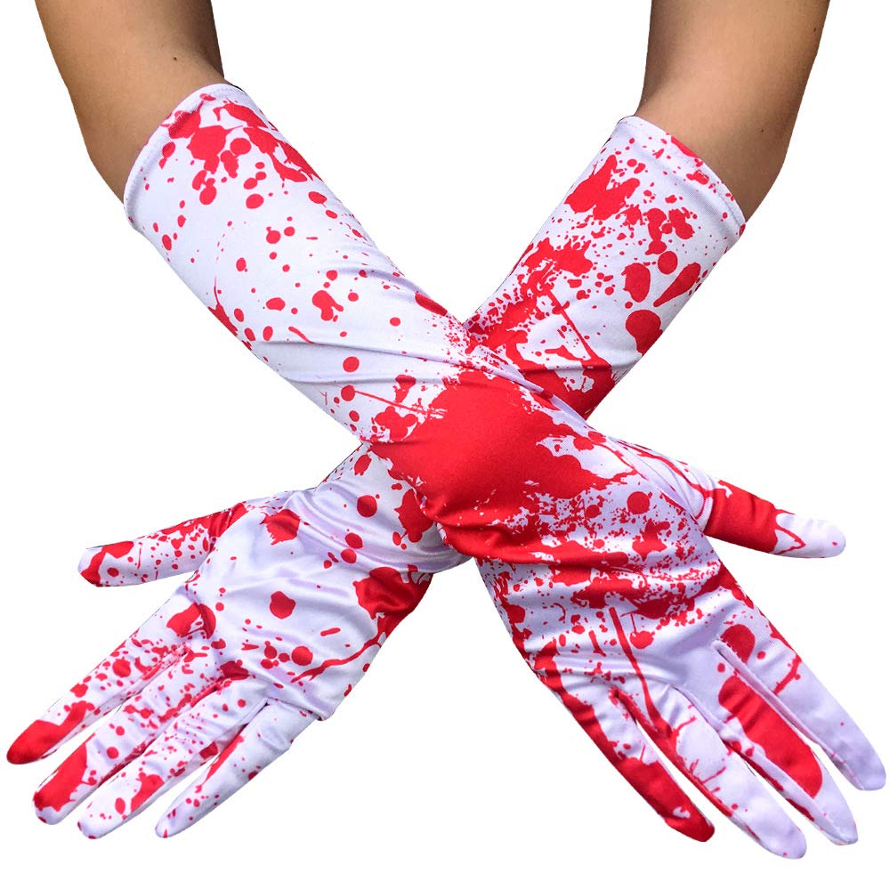 Halloween Scary Bloody Gloves Long Elbow Length Party Cosplay Costumes (Bloody Gloves)