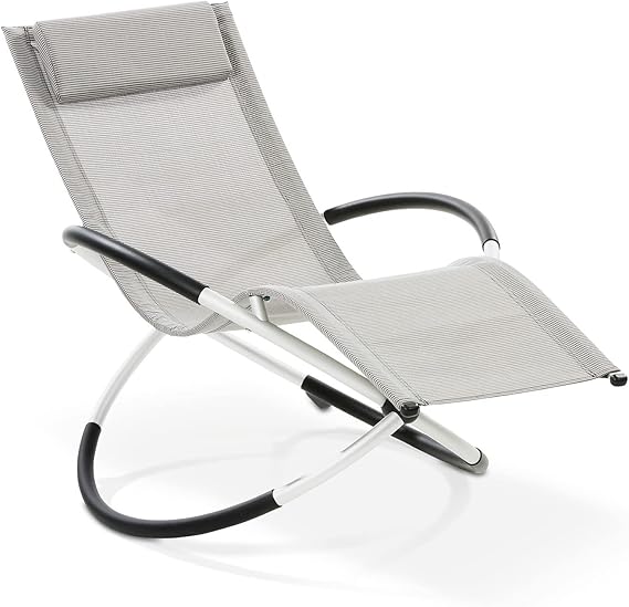 Amazon.de maxVitalis Bequeme grauKarierte Gartenliege, Extra leichte