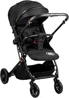 Carrinho de Bebê Passeio Vira Berço Compact com alça reversível Kids Baby Hércules Preto