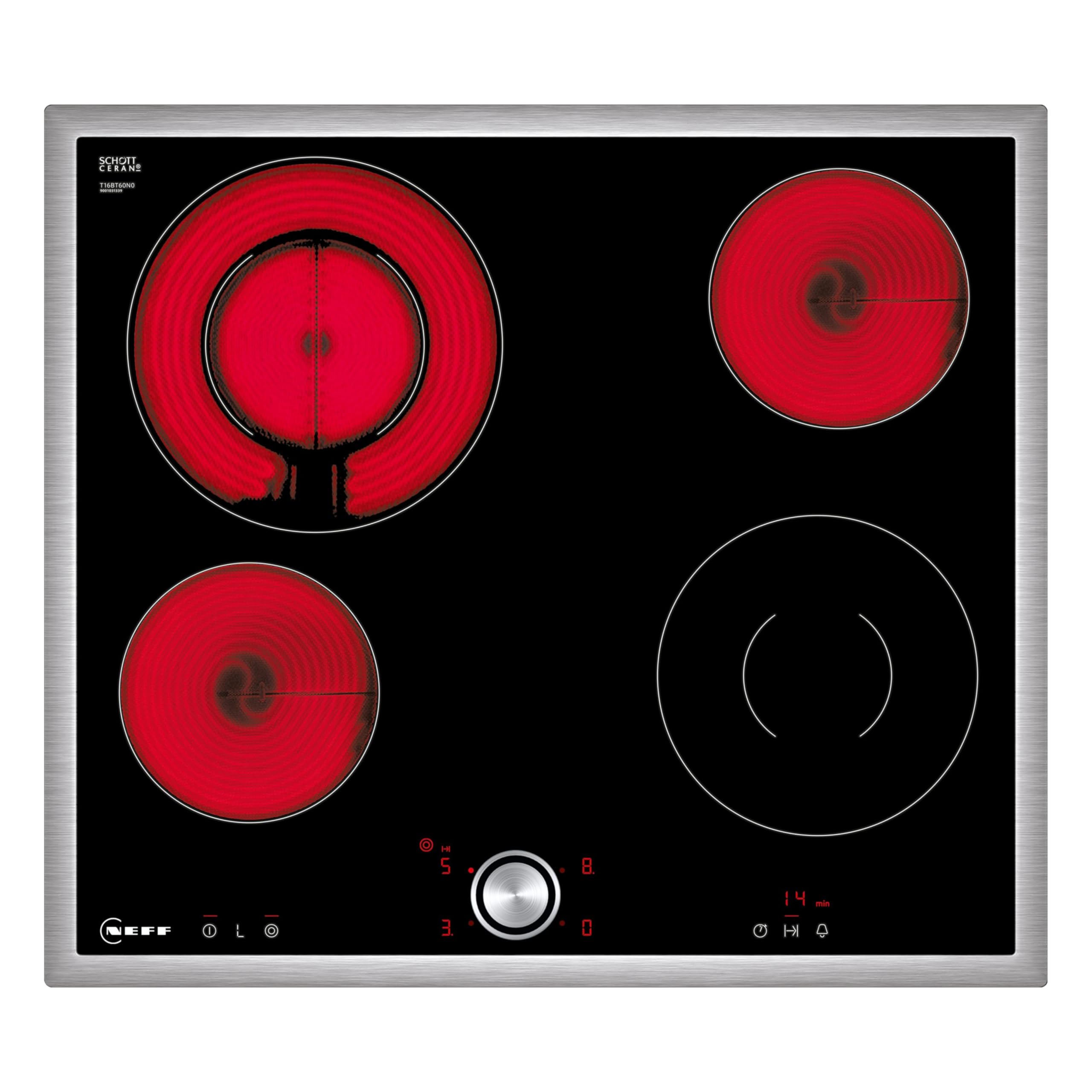 NEFF T16BT60N0 N70 autarkes Elektrokochfeld 60 cm 4 Kochzonen TwistPad Edelstahl-Rahmen Schwarz