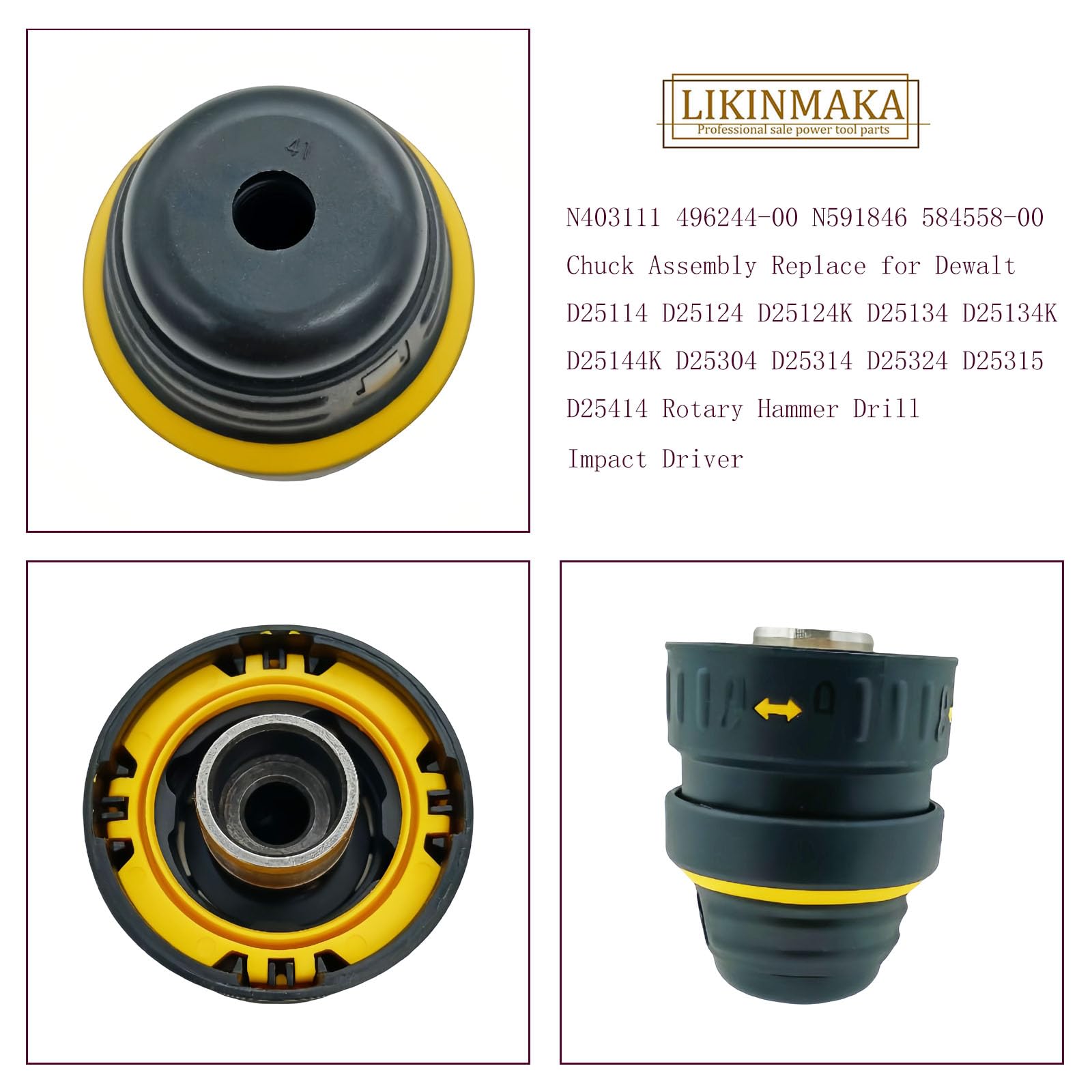 N403111 496244-00 N591846 584558-00 Mandrino di ricambio per Dewalt D25114 D25124 D25124K D25134 D25134K D25144K D25304 D25304 D25134K 5314 D25324 D25315 D25414 Rotary Hammer Drill Impact Driver