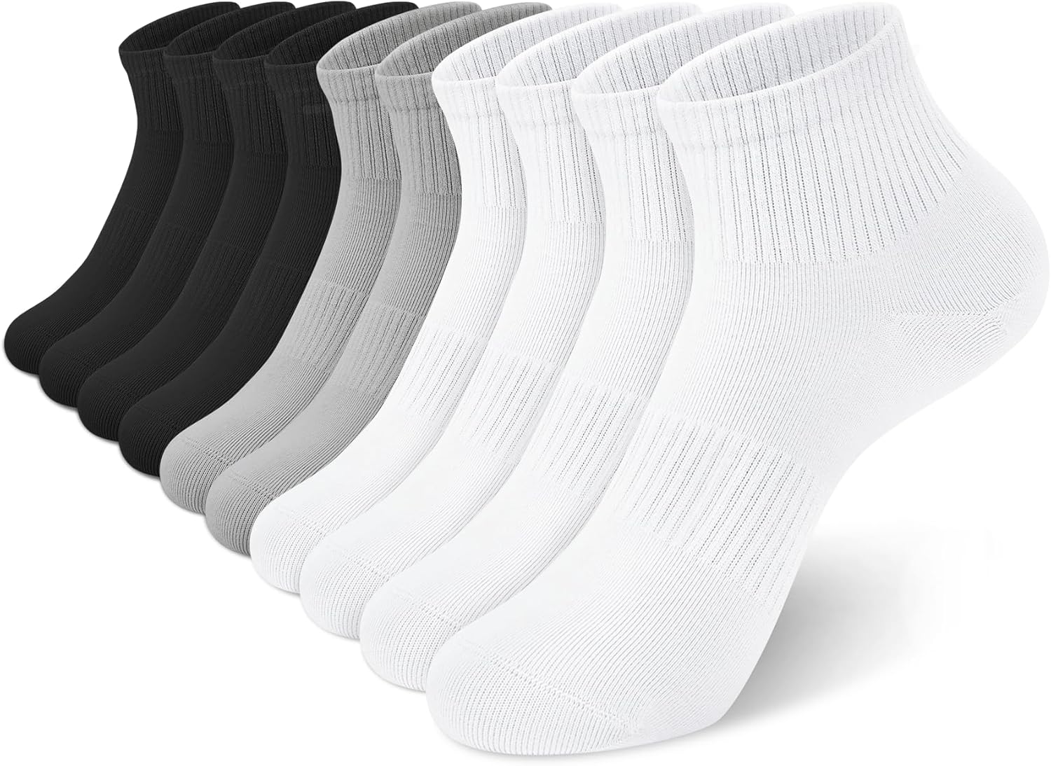 YSense Womens Ankle Socks 10 Pairs, Cotton Crew Gym Athletic Running Quarter Socks Women Men