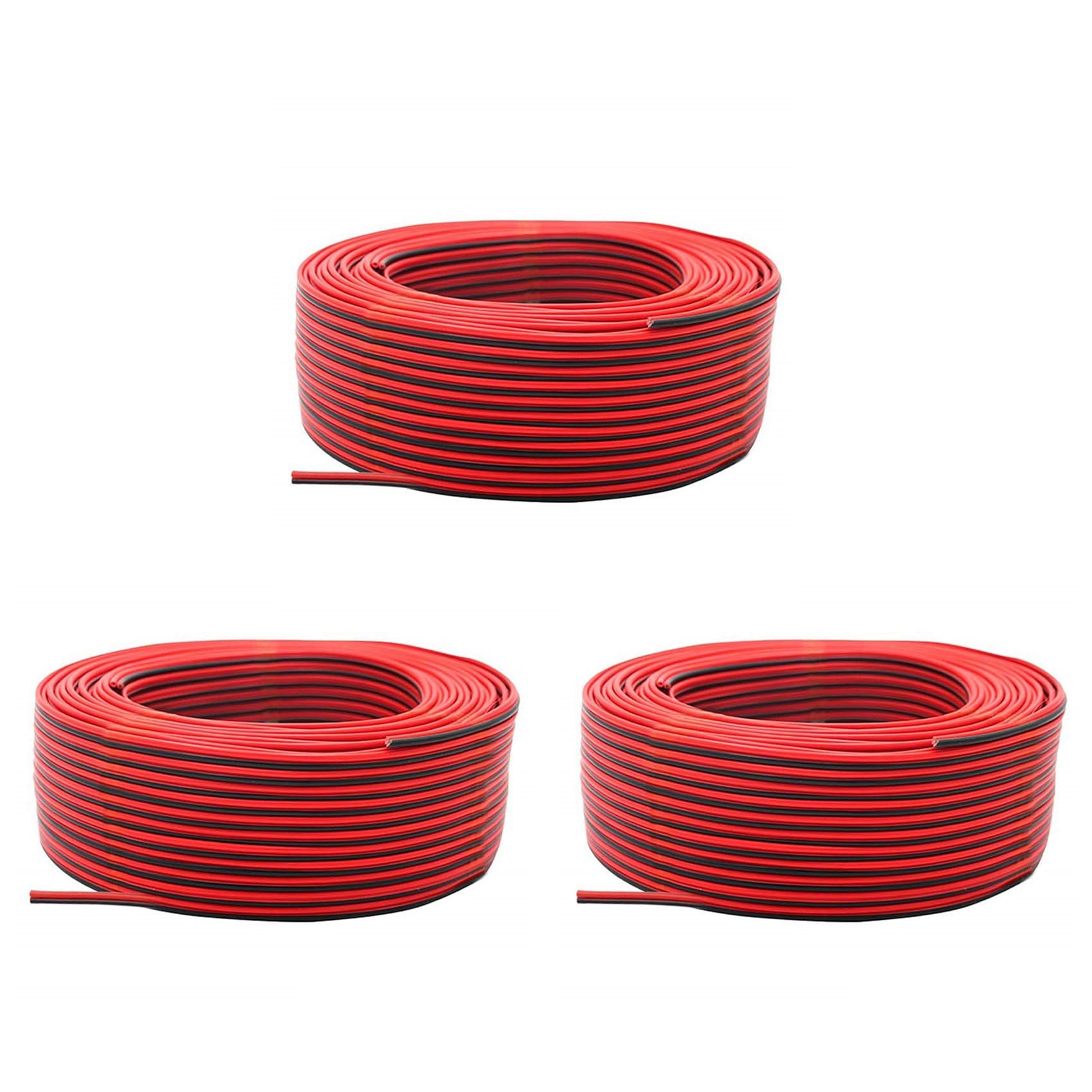 3X 2Pin Draht 100M 22AWG 12V/24V Verlängerung Kabel Rot und Schwarz 2-Adriges Verzinntes Kupfer LED Licht Leiste Power Netzkabel