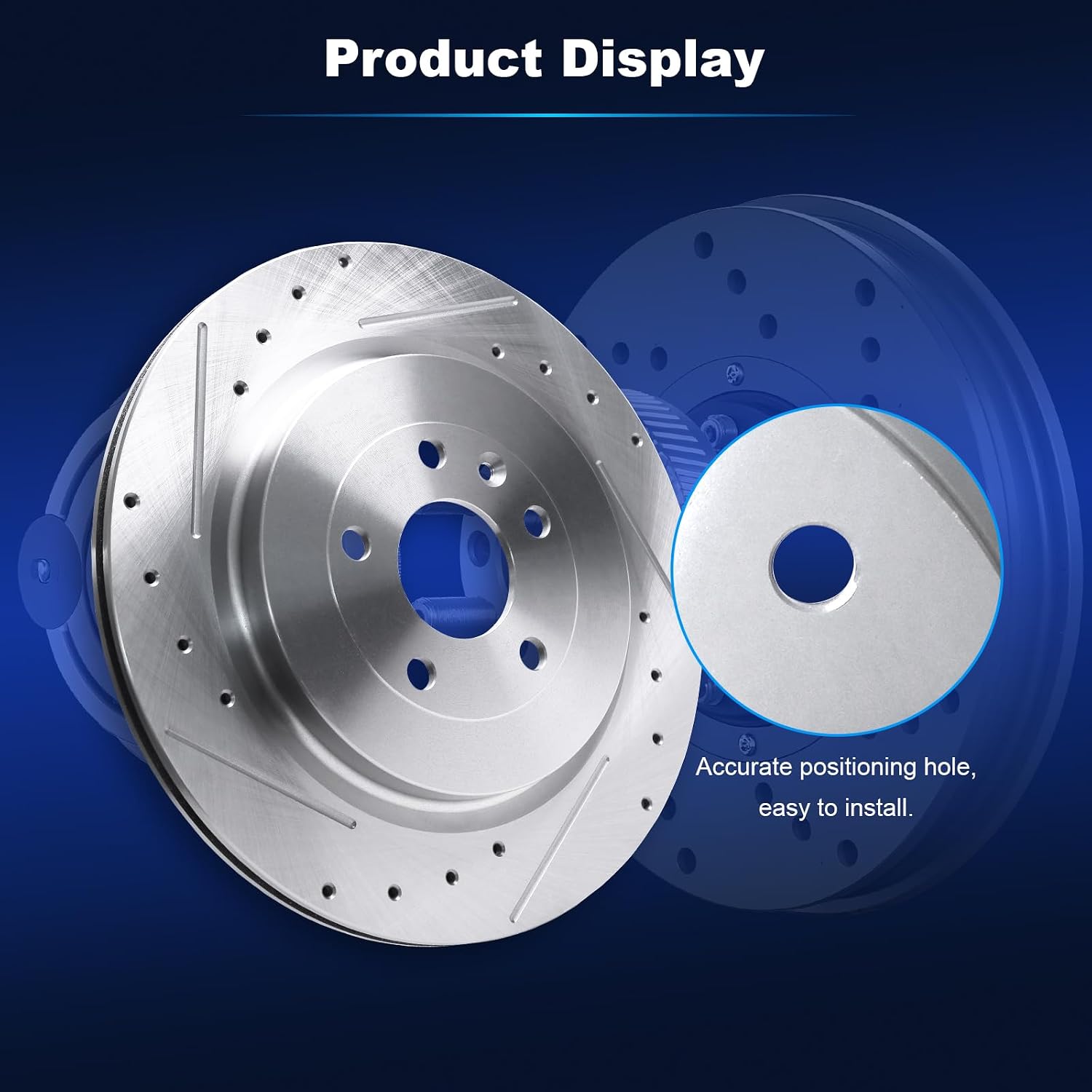 Rear Drilled and Slotted Disc Brake Rotors & Pads for Ford Explorer Flex Police Interceptor Special Service Police Taurus for Lincoln MKS MKT 2013 2014 2015-2019 Replace# 54189 D1612 13.58 inch