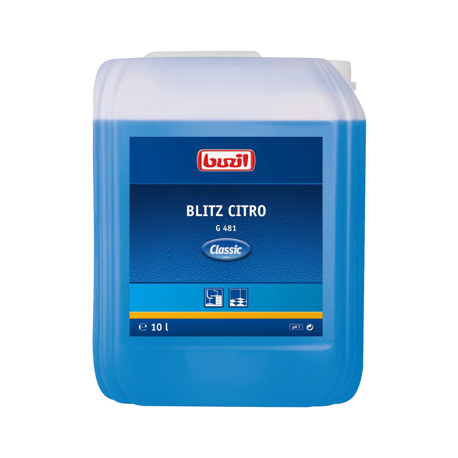 Buzil Blitz Citro G481 10 L Kanister Citrusreiniger Neutral Cleaner prodotto per la pulizia multiuso Pulitore multiuso
