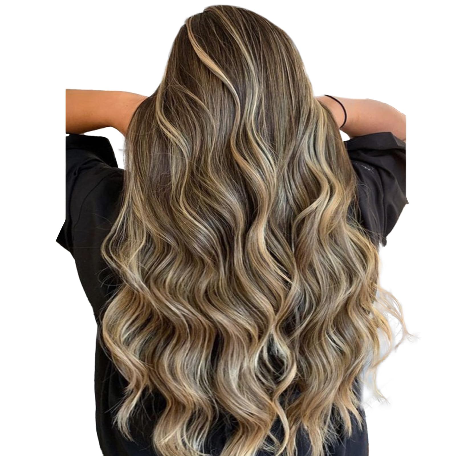 WENNALIFE Wire Hair Extensions (Increase 50% Lifespan) Real Human Hair 14 inch 75g Balayage Dark Brown to Chestnut Remy Invisible Transparent Fish Line — view 43