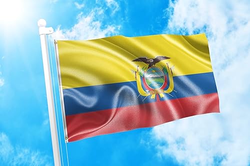 Miniatura 2 de DMSE Ecuador Bandera Nacional Ecuadorana 2X3 Ft Pie 100% Poliéster 100D Bandera Resistente UV