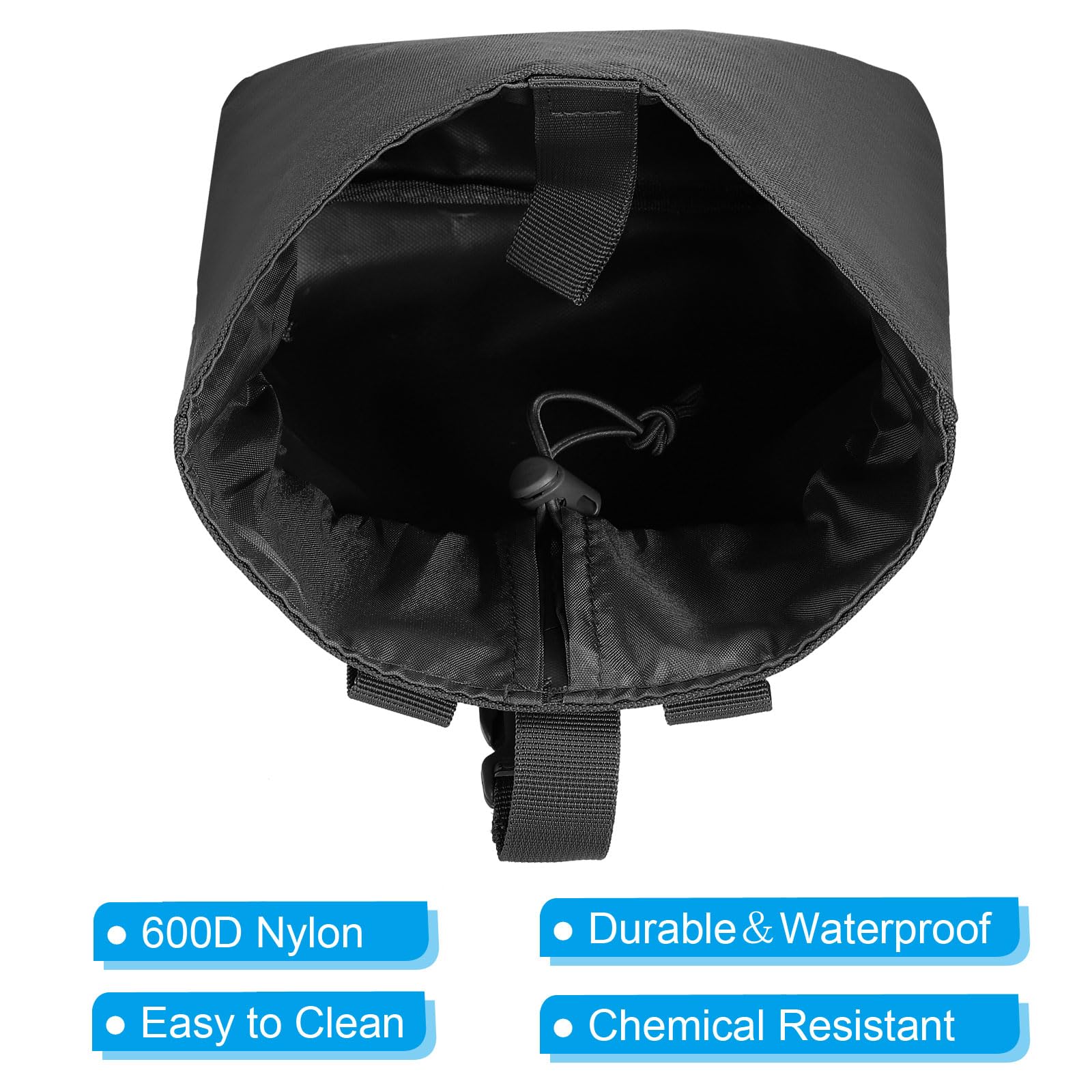PATIKIL 21x17x8cm Dump Pouch, Folding Dump Waist Bag Roll-Up Drawstring Utility Tool Storage Pack Backpack Accessories Shooting Climbing Outdoor Sports Bag, Black - Image 4