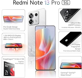 Redmi Note 13 Pro (Arctic White, 12GB RAM, 256GB Storage) Without