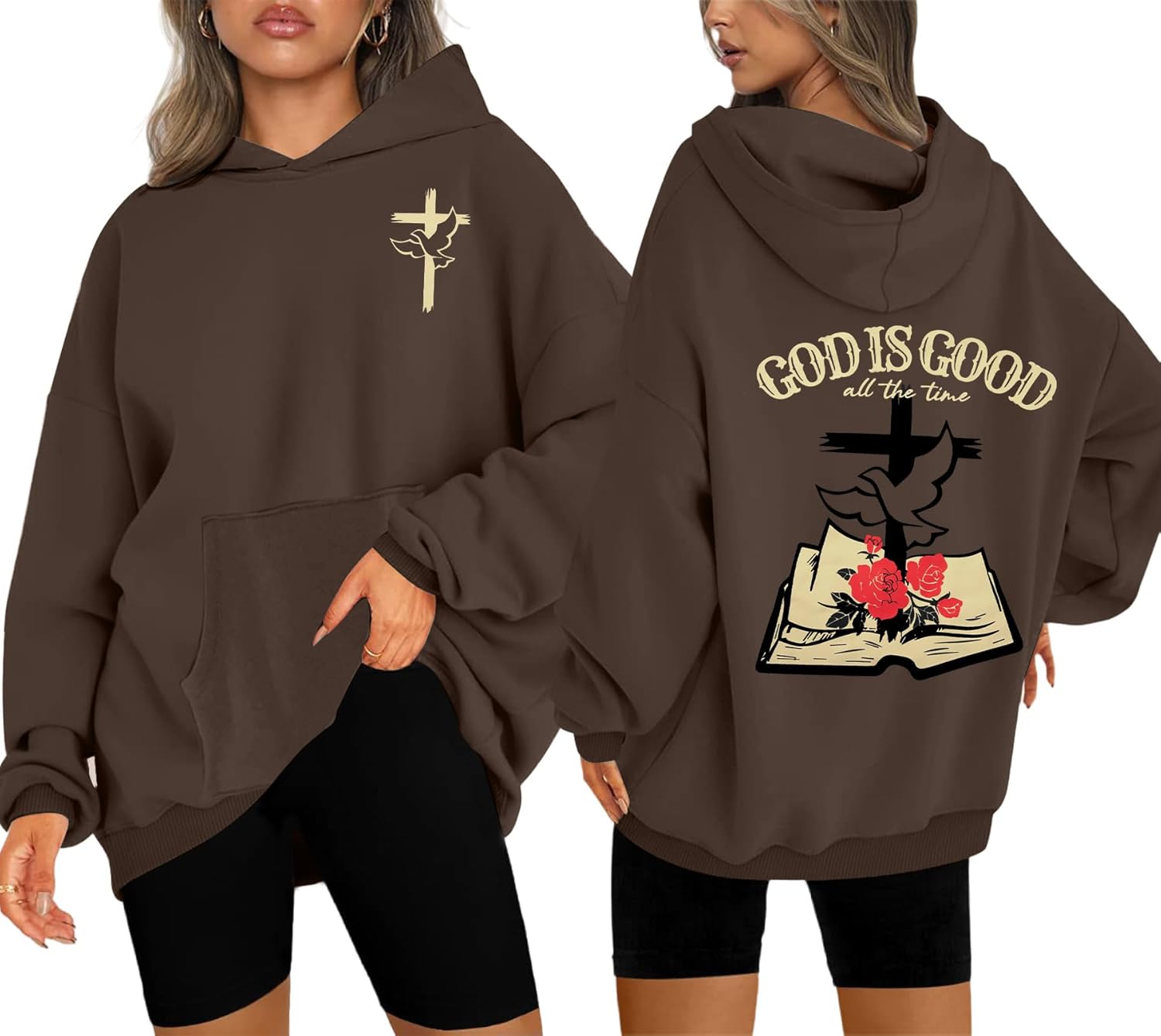 MAXIMGR Christian Sweatshirts for Women God Is Good Hoodies Oversized Jesus Religious Sweater Bible Verse Pullover Tops - Image 2