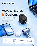 Universal Travel Adapter European Plug Adaptateur Prise Europe Canada Voltage Converter 220v to 110v Power International Accessories Smart UK Essentials Type C G Worldwide (Black)