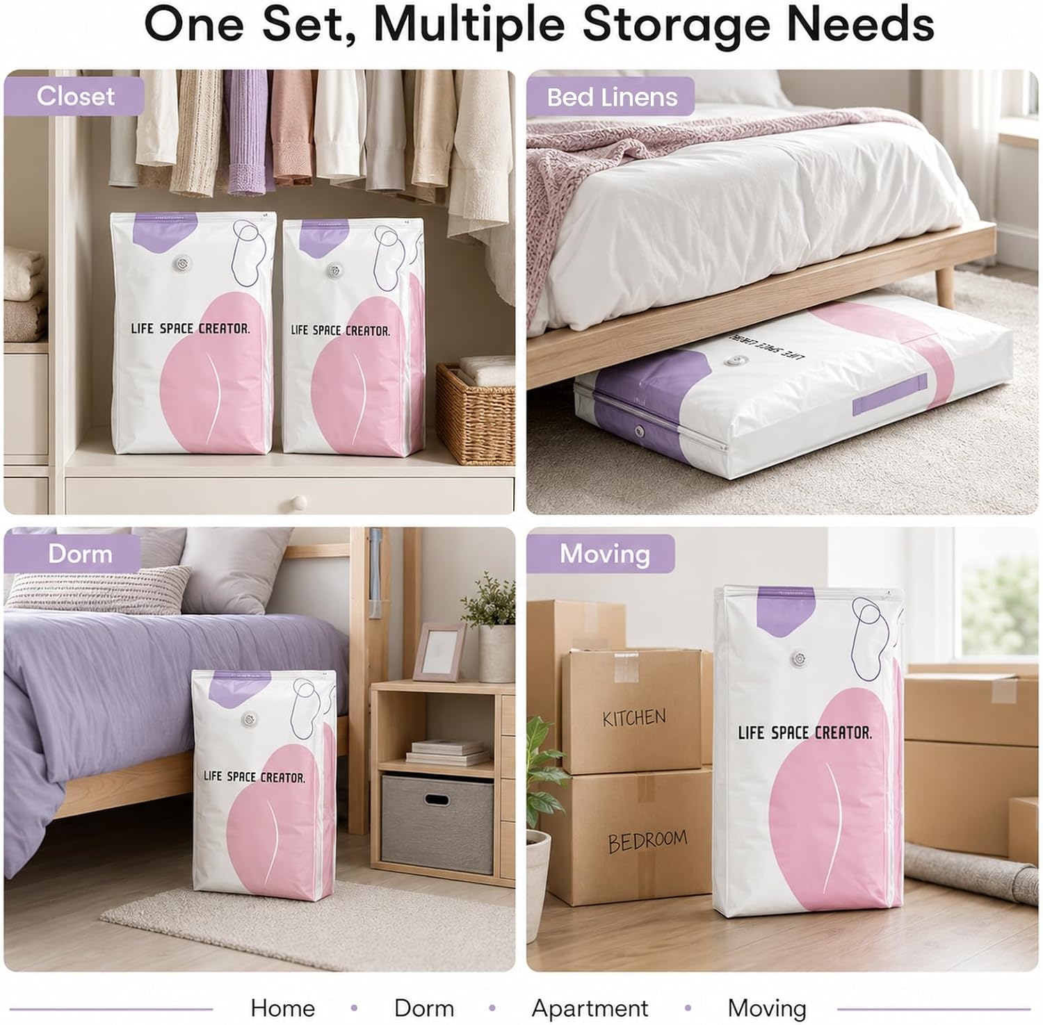 3 Pack No Pump Vacuum Storage Bags, 19.7 x 12.6 x 27.6 in | Large capacity space saver compression bags for comforters blankets bedding seasonal clothes closet organization and moving