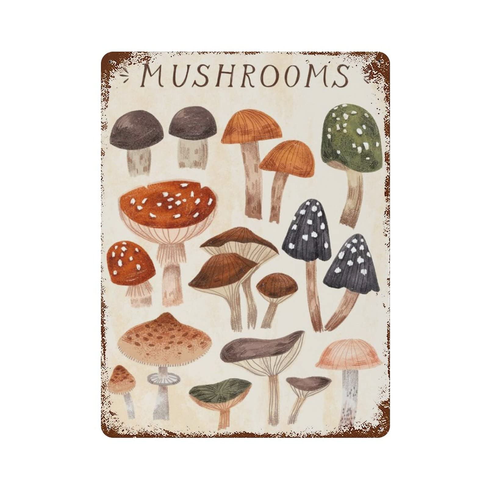 AOOEDM Mushrooms Art Vintage Tin Sign Metal Tin Signs for Man Cave Funny Art Wall Plaque Kitchen Bar Pub Coffee Shop Wall Decor