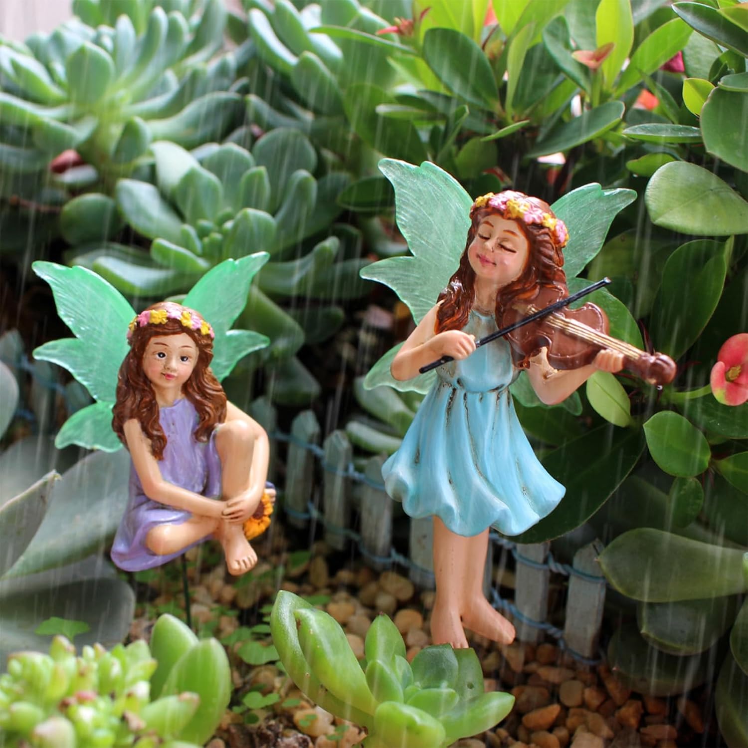 Fairy Garden Decor Fairies, 5PCS Fairy Angel Glow in The Dark Yard Sculpture Lawn Ornament Mini Garden Art Outdoor Decor Accessories (5 Fairies)
