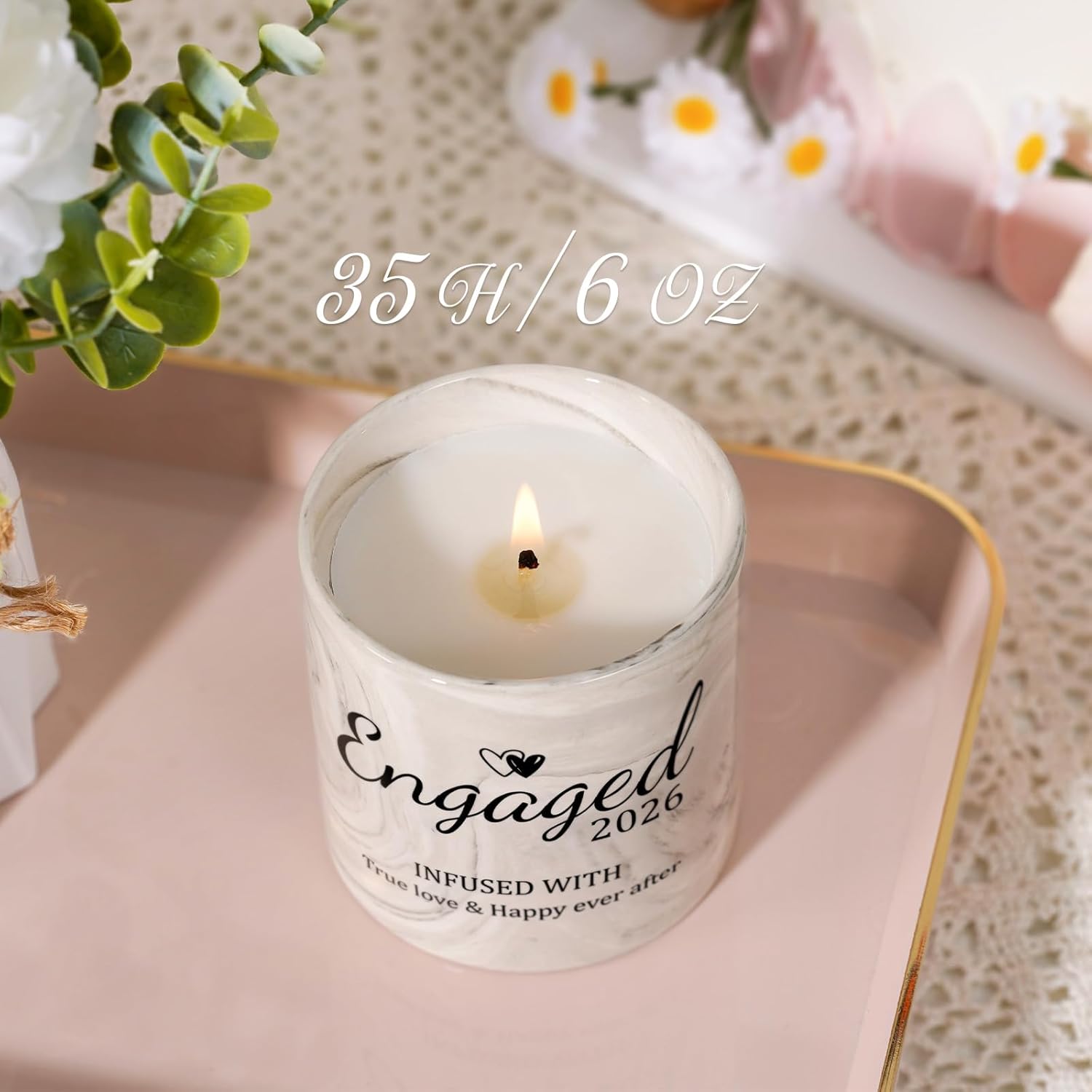 Engagement Gifts - Gift for Newly Engaged Couples, Fiance Gifts for Women, Bridal Shower, Wedding Bride Gift - Engaged Present 6 Oz Engaged 2026 Lavender Ceramics Candle - Image 6