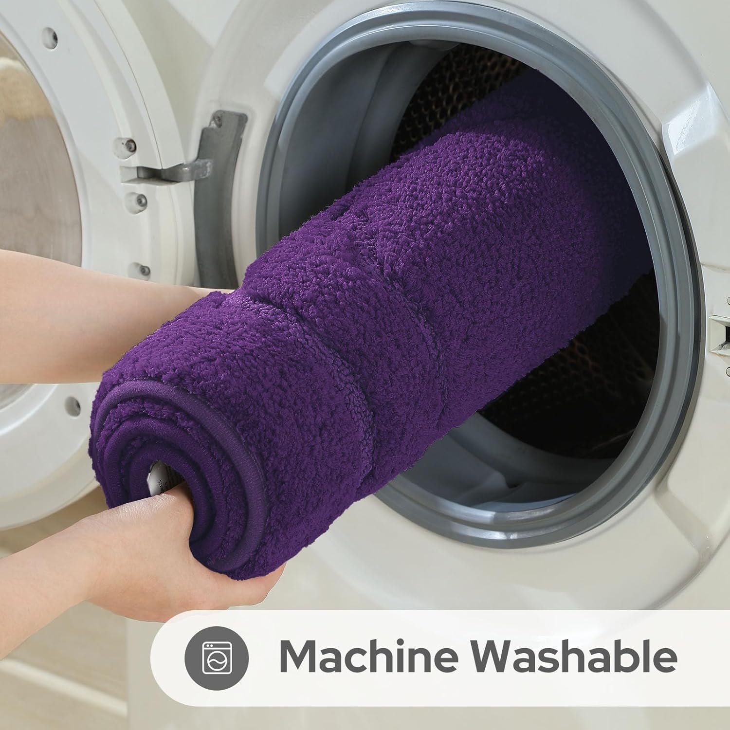 HOMEIDEAS Bathroom Rugs Sets 2 Piece, Extra Soft and Absorbent Microfiber Plush Bath Mat with Non Slip Backing(Purple) - Image 6