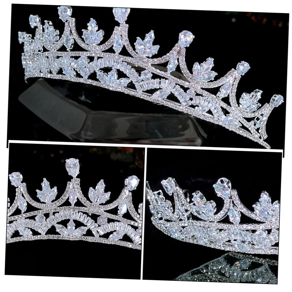 FOMIYES Tocado de Novia Circonitas, Plateada Elegante