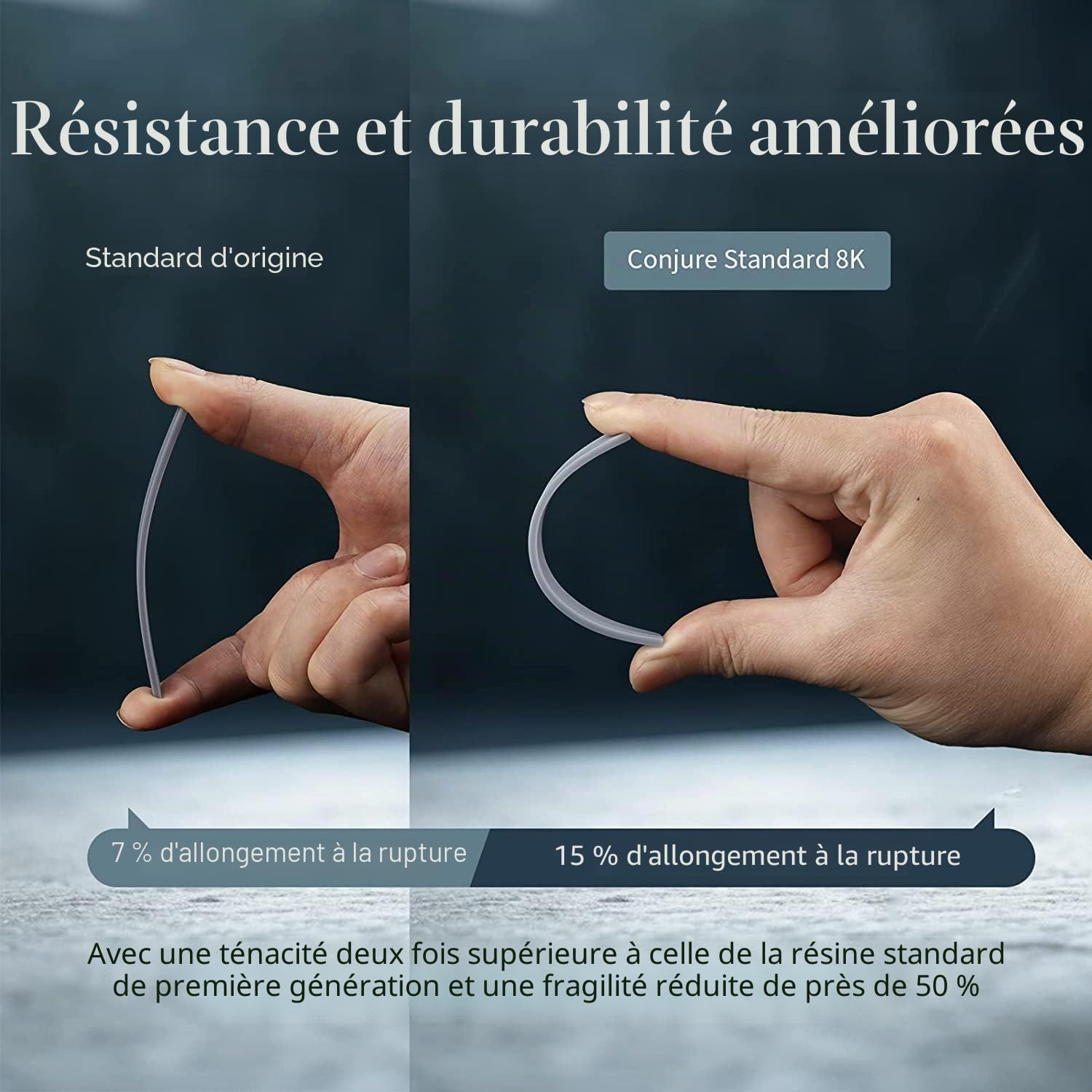 Conjure résine standard pour imprimante 3D, faible retrait et haute précision, résine photopolymère à durcissement rapide 405 nm, pour imprimantes résine LCD/DLP/MSLA, gris, 1000 g