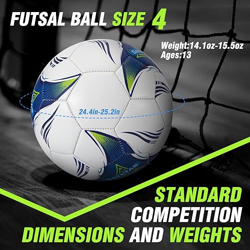 Miniatura 2 de Size 34 Soccer Ball, Futsal Ball&Indoor Soccer Ball Low Bounce Ball, PU Leather Practice Futsal Ball, Official Size and Weight for Age 13+ Boys and