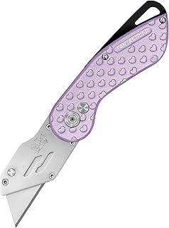 Sponsored Ad - FantastiCAR Passion Series Folding Utility Knife Cute Box Cutter, Chic Hearts Pattern on Metal Body with 5-...
