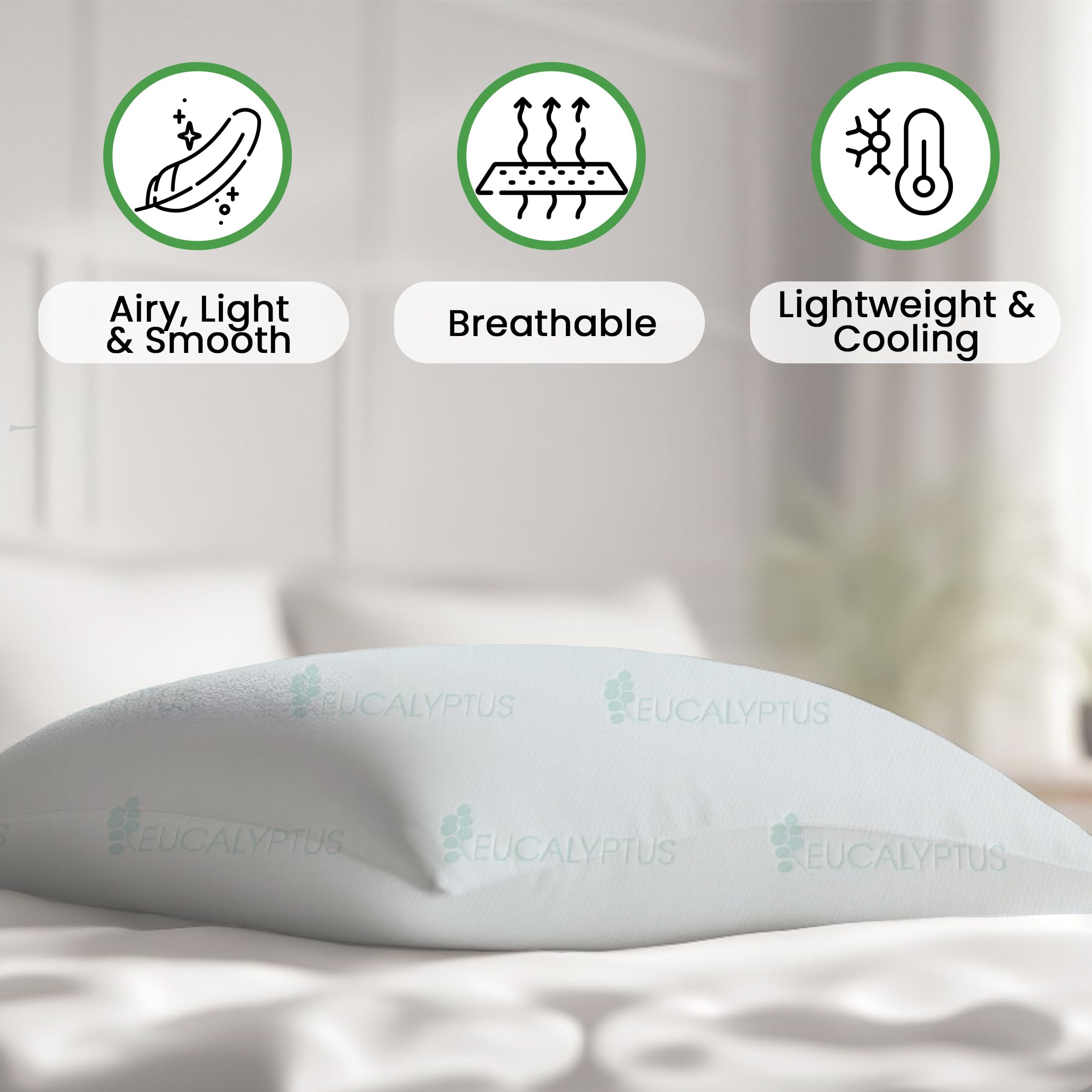 Clementine Luxury 2-Pack Eucalyptus Infused Pillow Ultra-Soft, Breathable for Side, Back & Stomach Sleepers - Sleeping Pillow