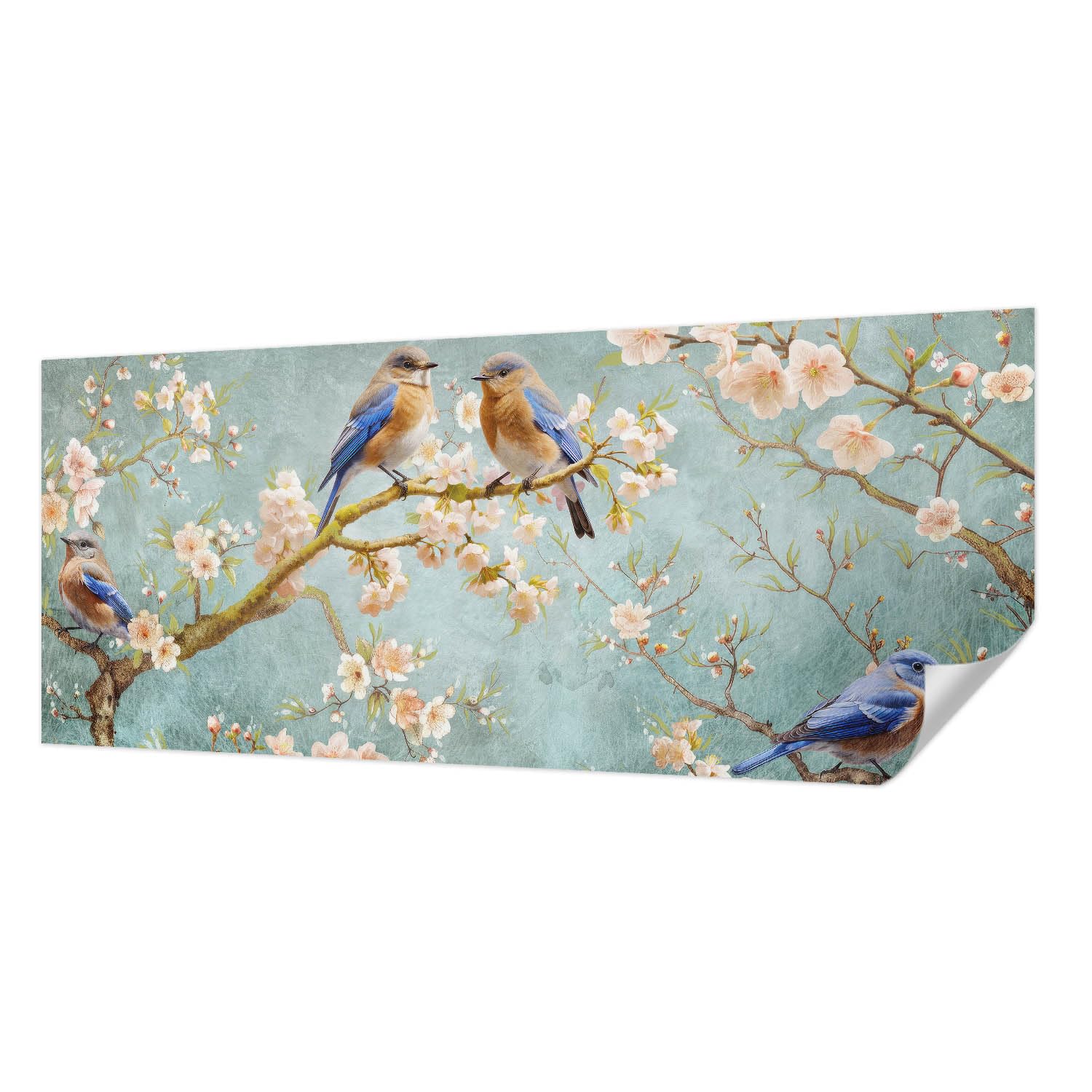Papier peint adhésif oiseaux printaniers pour une chambre apaisante