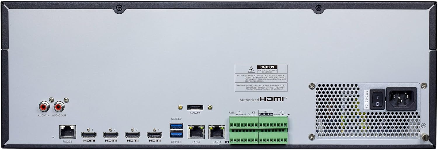 GW Security 128 Channel 6K 12MP NVR Video Recorder Alone, Supports up to 128 x 12MP/8MP/5MP IP Cameras, Supports up to 288TB Storage and 8K HDMI (GW55128NSN)
