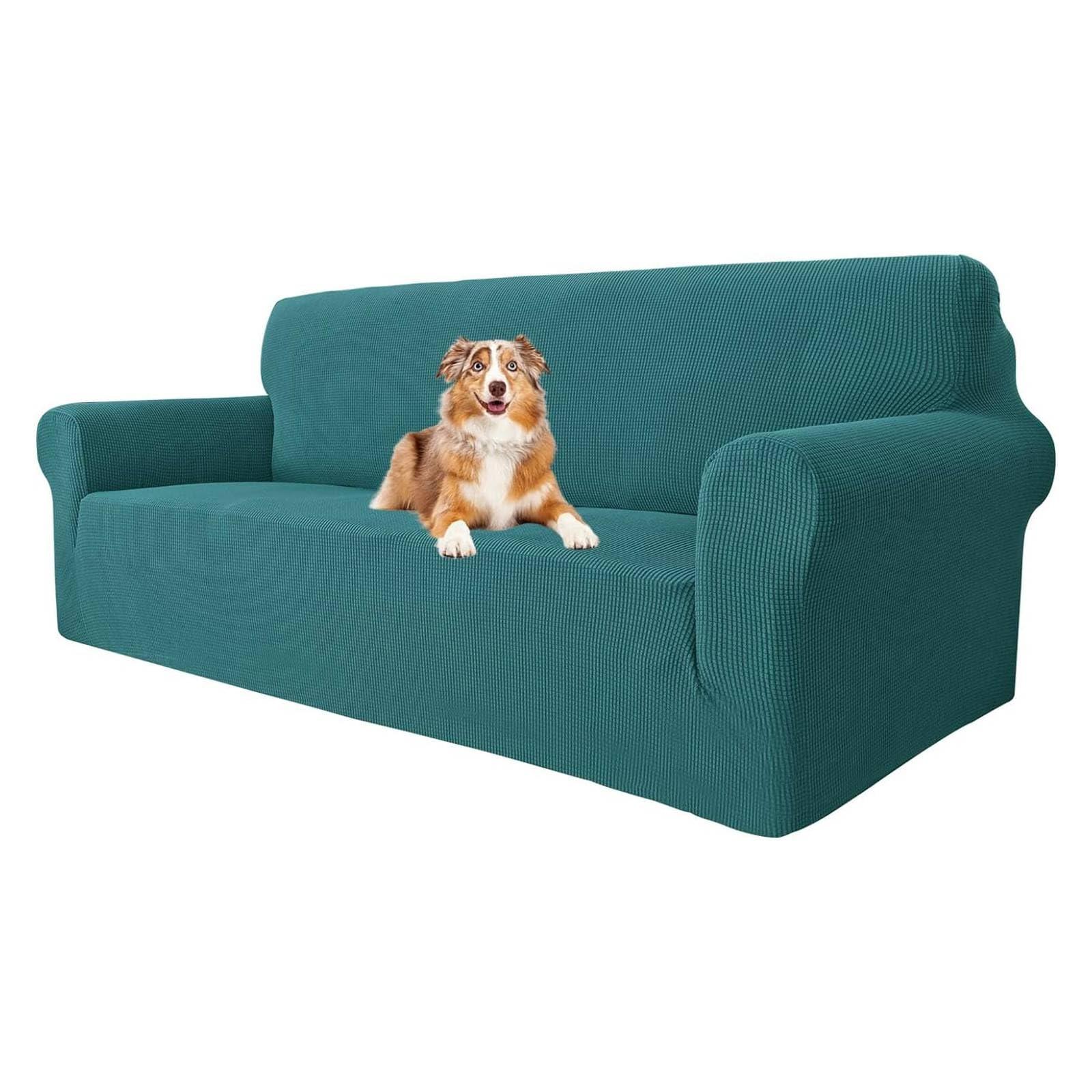 MAXIJIN Fodera per divano super elasticizzata per 3 posti, 1 pezzo Fodera per divano jacquard Protezione per mobili Cani Pet Friendly Fodera per divano aderente (3 posto, Verde Nerastro)